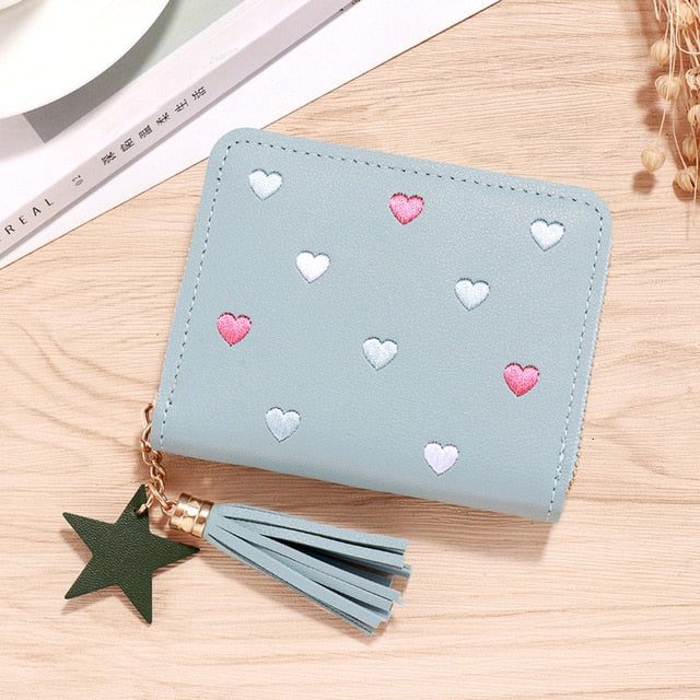 Women Tassel Wallet Ladies Small Mini Coin Purse Wallets Short Zipper Card Holder for Lovely Pu Leather Female Purses Wallet