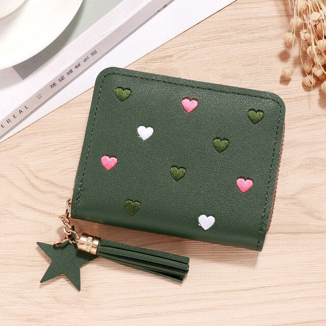 Women Tassel Wallet Ladies Small Mini Coin Purse Wallets Short Zipper Card Holder for Lovely Pu Leather Female Purses Wallet