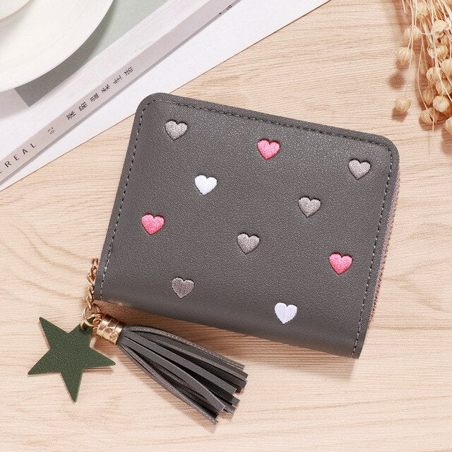 Women Tassel Wallet Ladies Small Mini Coin Purse Wallets Short Zipper Card Holder for Lovely Pu Leather Female Purses Wallet