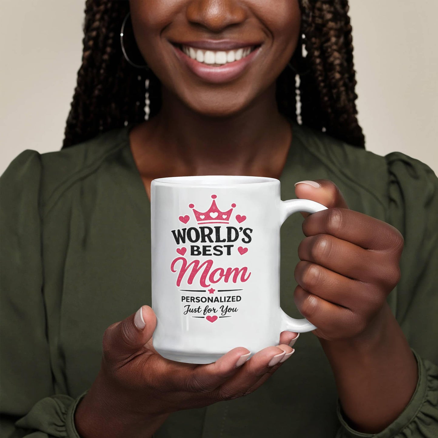 World's Best Mom Personalized Coffee Mug  Birthday, Mother's Day & Christmas Gift