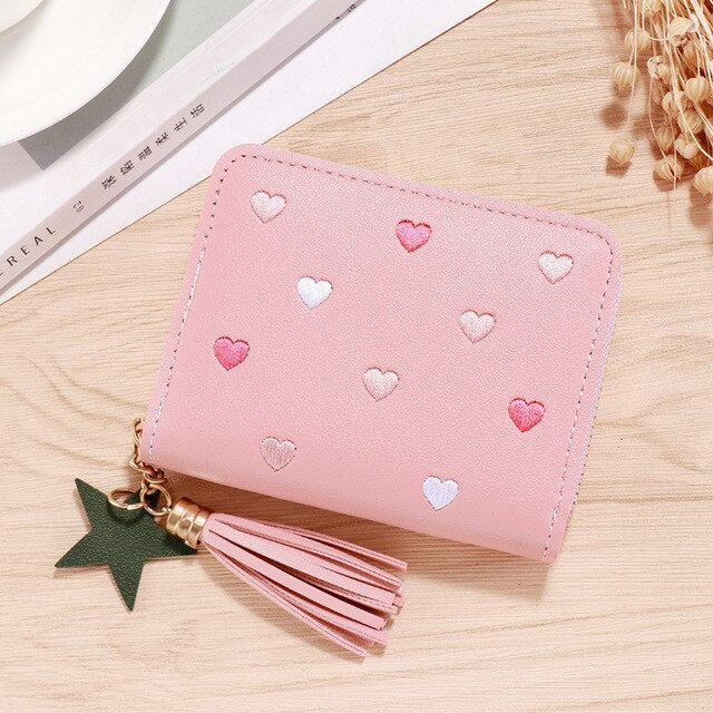 Women Tassel Wallet Ladies Small Mini Coin Purse Wallets Short Zipper Card Holder for Lovely Pu Leather Female Purses Wallet