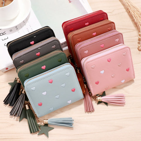 Women Tassel Wallet Ladies Small Mini Coin Purse Wallets Short Zipper Card Holder for Lovely Pu Leather Female Purses Wallet