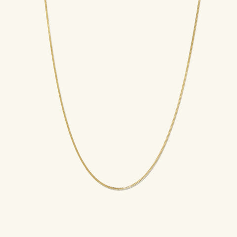 14K Gold Dainty Baby Curb Chain Necklace 16"-24"