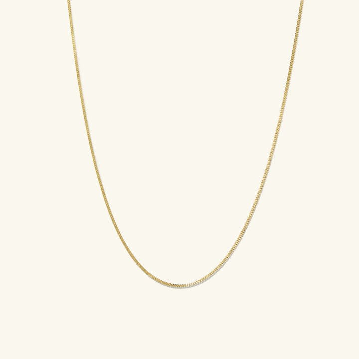 14K Gold Dainty Baby Curb Chain Necklace 16"-24"