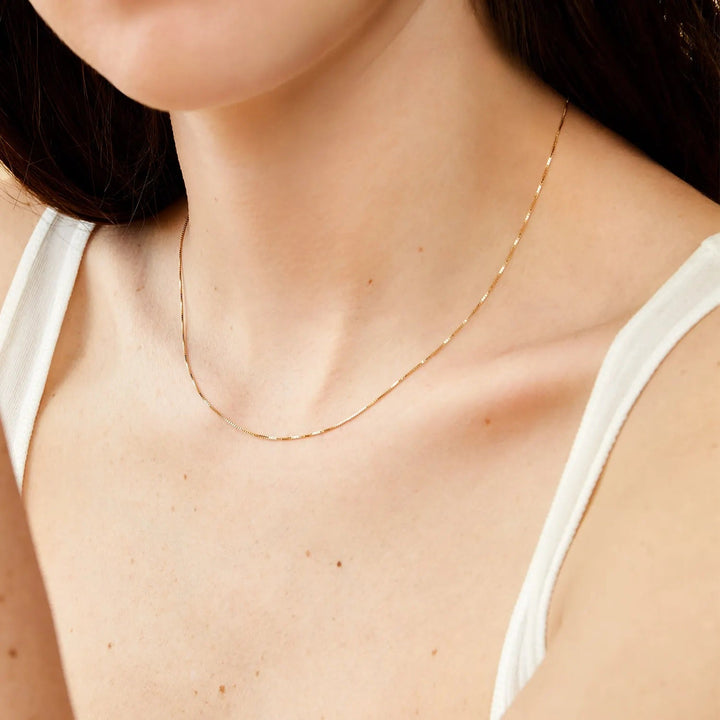 14k Gold Baby Box Chain Necklace