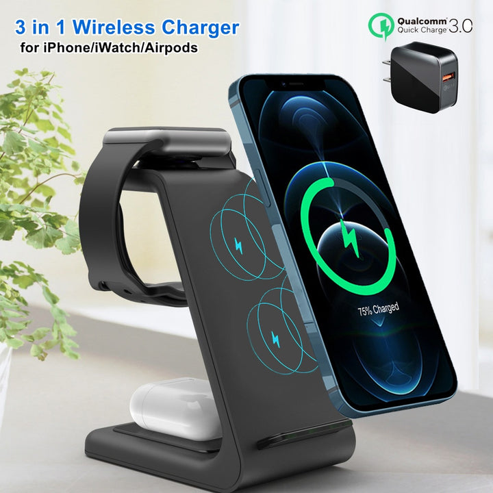3 in 1 Induction Qi Wireless Charger Holder For iPhone