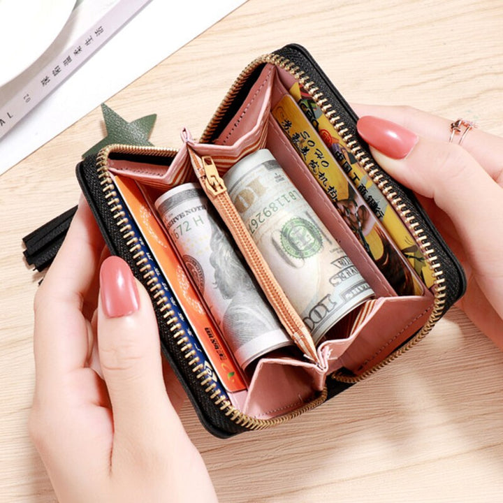 Women Tassel Wallet Ladies Small Mini Coin Purse Wallets Short Zipper Card Holder for Lovely Pu Leather Female Purses Wallet
